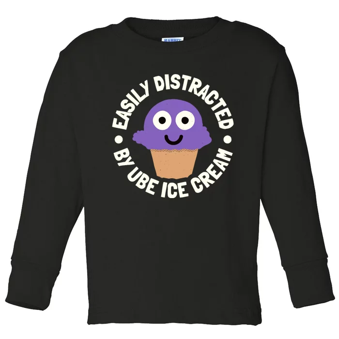 Easily Distracted By Ube Ice Cream Ube Ice Cream Lover Toddler Long Sleeve Shirt