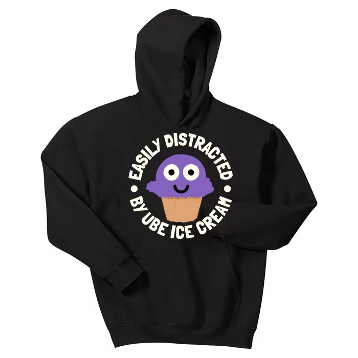 Easily Distracted By Ube Ice Cream Ube Ice Cream Lover Kids Hoodie