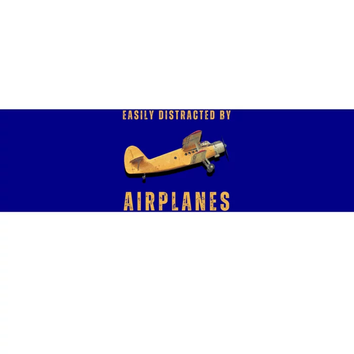 Easily Distracted By Airplanes Aviation Pilot Gift Bumper Sticker