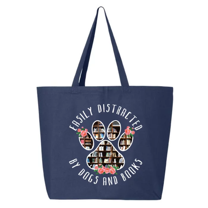 Easily Distracted By Dogs And Books Animal Book Lover Gift 25L Jumbo Tote