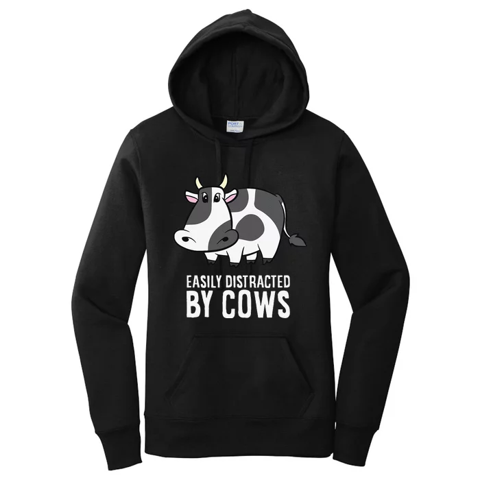 Easily Distracted By Cows Cattle Farming Cows Women's Pullover Hoodie