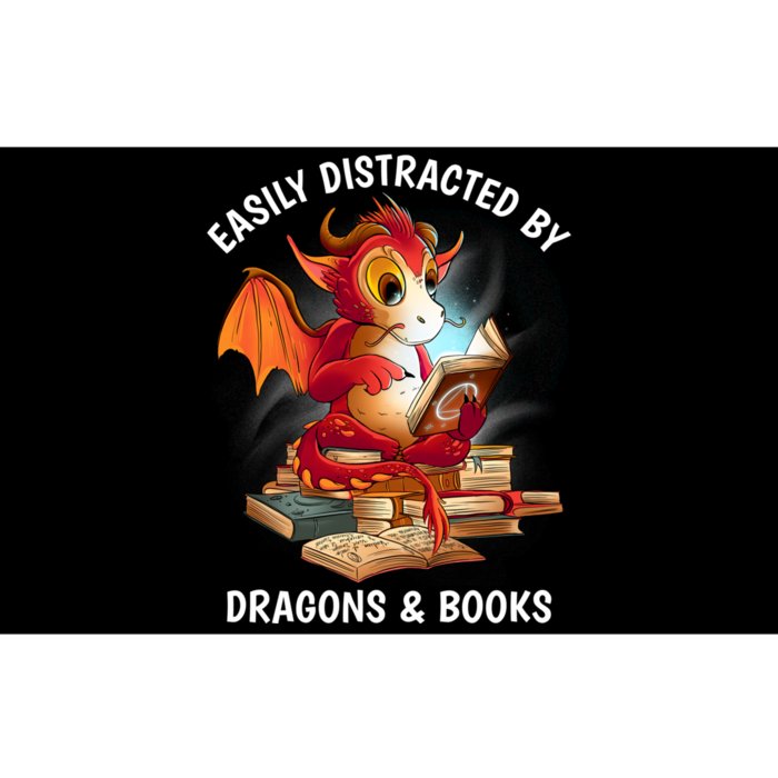 Easily Distracted By Dragons And Books Nerd Dragon Bumper Sticker