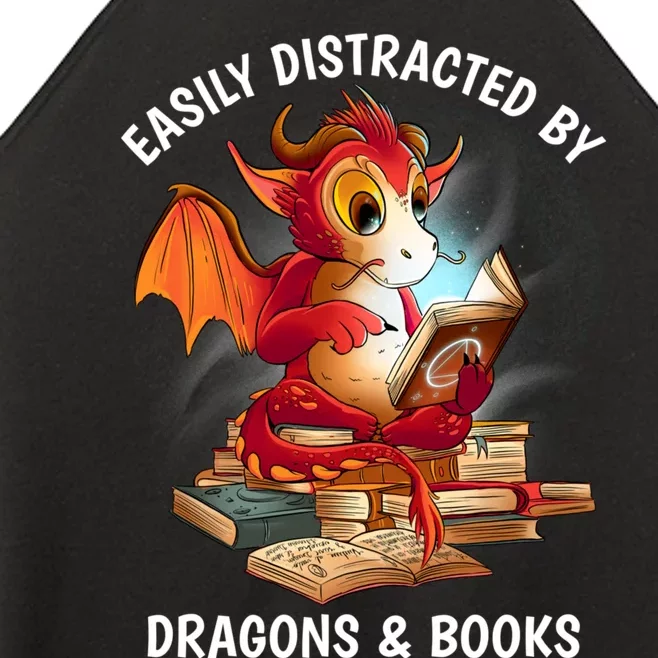 Easily Distracted By Dragons And Books Nerd Dragon Women’s Perfect Tri Rocker Tank