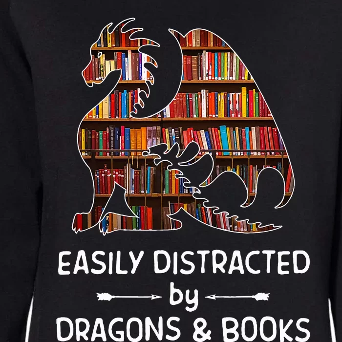 Easily Distracted By Dragon And Books Nerds Womens California Wash Sweatshirt