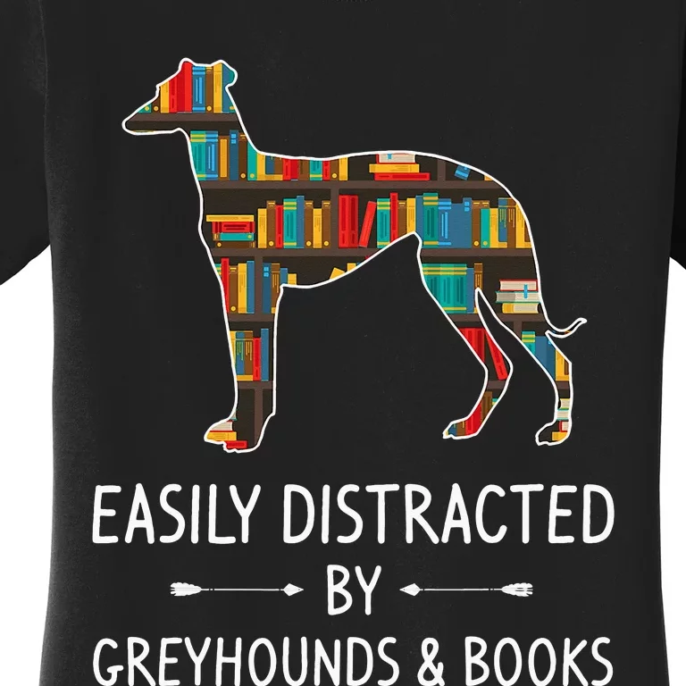 Easily Distracted By Dogs And Books Animal Book Lover Women's T-Shirt