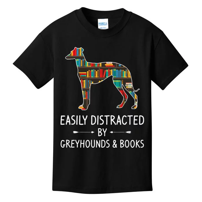 Easily Distracted By Dogs And Books Animal Book Lover Kids T-Shirt