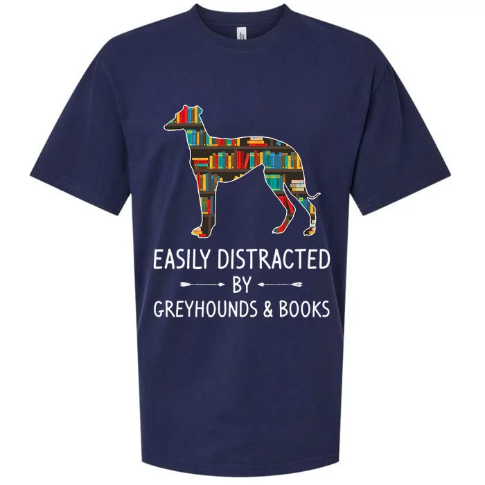 Easily Distracted By Dogs And Books Animal Book Lover Sueded Cloud Jersey T-Shirt