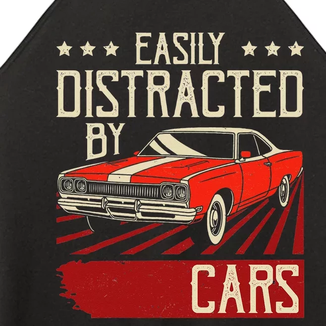 Easily Distracted By Cars Classic Muscle Car Guy Car Lover Women’s Perfect Tri Rocker Tank