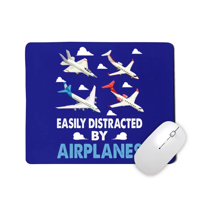 Easily Distracted By Airplanes Aircraft Pilot Jet Engine Gift Mousepad