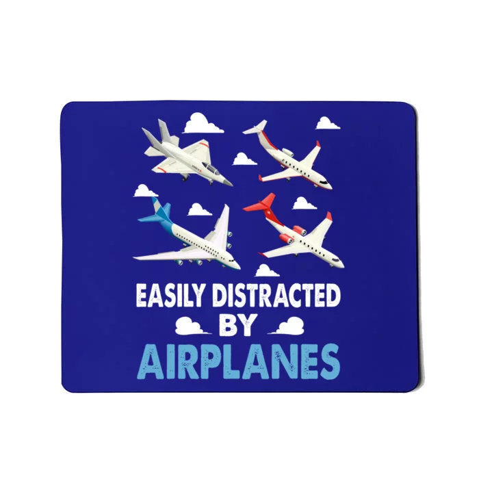 Easily Distracted By Airplanes Aircraft Pilot Jet Engine Gift Mousepad