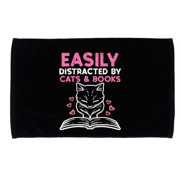 Easily Distracted By Cats Books Bookworm Wo Girl Microfiber Hand Towel