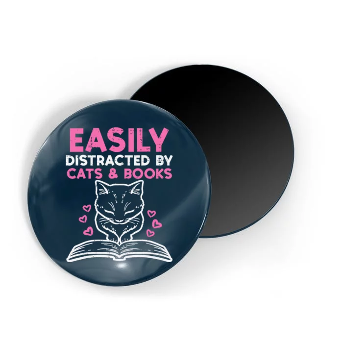 Easily Distracted By Cats Books Bookworm Wo Girl Magnet