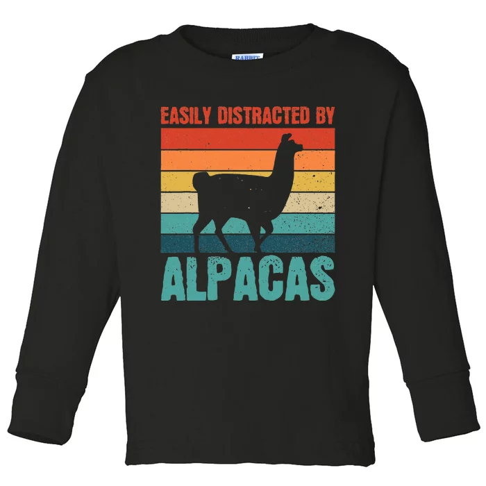 Easily Distracted By Alpacas Design For An Alpaca Fan Toddler Long Sleeve Shirt