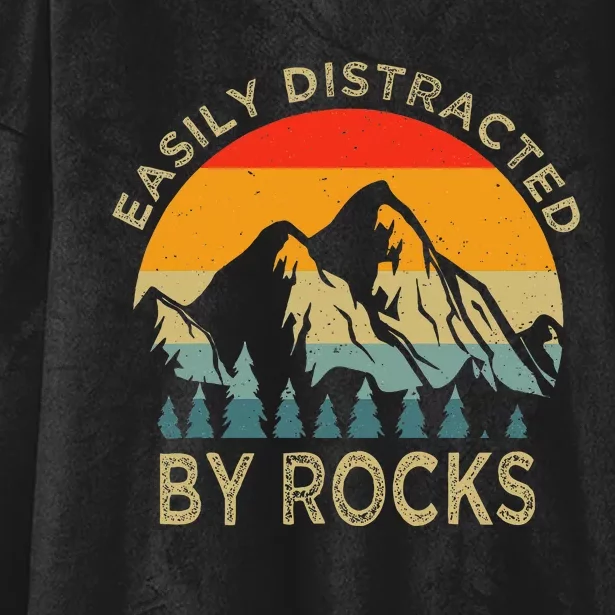 Easily Distracted By Rocks Hooded Wearable Blanket