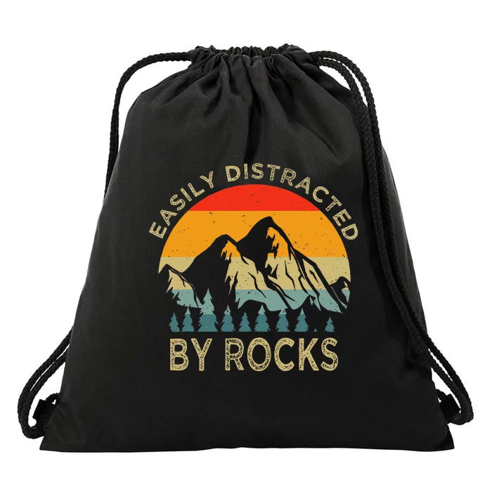 Easily Distracted By Rocks Drawstring Bag