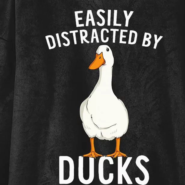 Easily Distracted By Ducks Funny Duck Lover Hooded Wearable Blanket