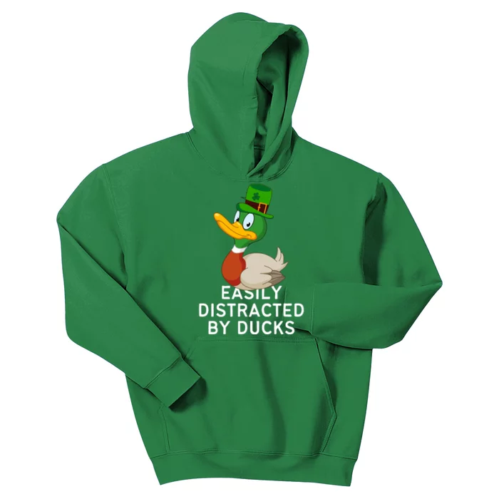 Easily Distracted By Ducks Funny St Patrick Day Kids Hoodie