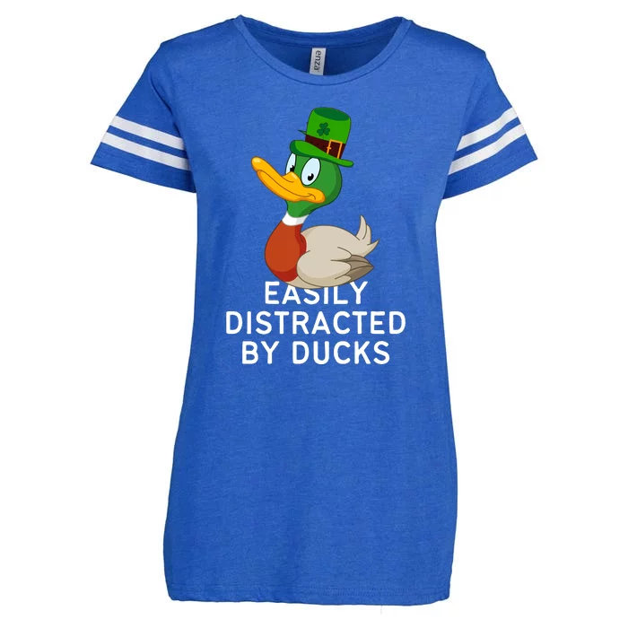 Easily Distracted By Ducks Funny St Patrick Day Enza Ladies Jersey Football T-Shirt