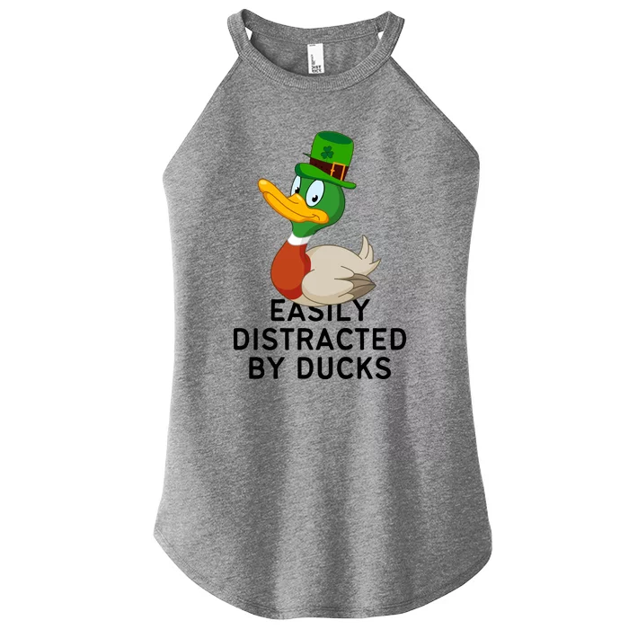 Easily Distracted By Ducks Funny St Patrick Day Women’s Perfect Tri Rocker Tank