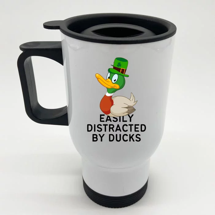 Easily Distracted By Ducks Funny St Patrick Day Front & Back Stainless Steel Travel Mug