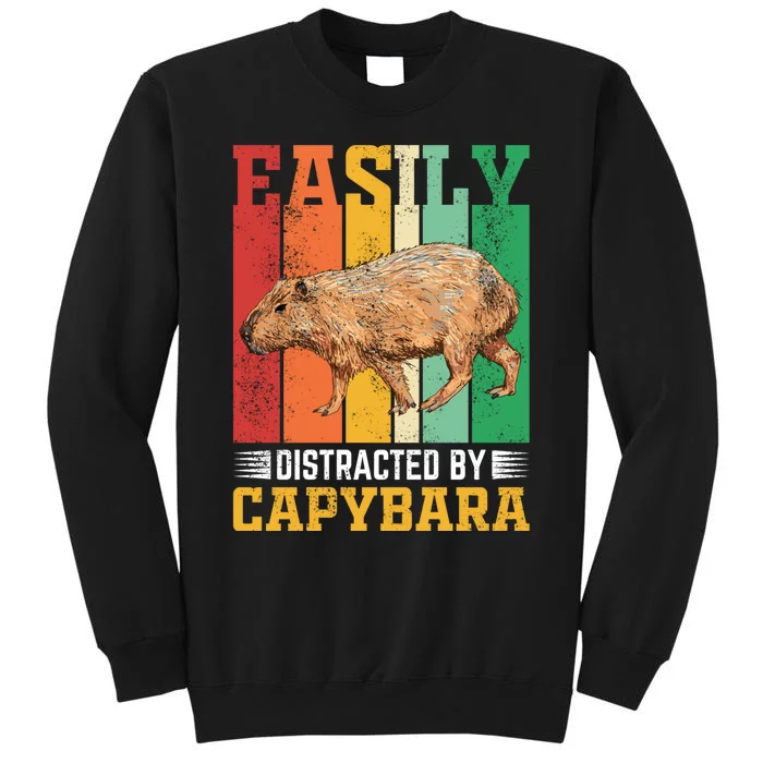 Easily Distracted By Capybara Animal Lover Rodent Gift Tall Sweatshirt