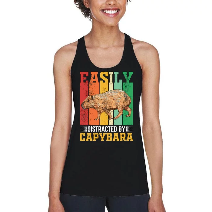 Easily Distracted By Capybara Animal Lover Rodent Gift Women's Racerback Tank