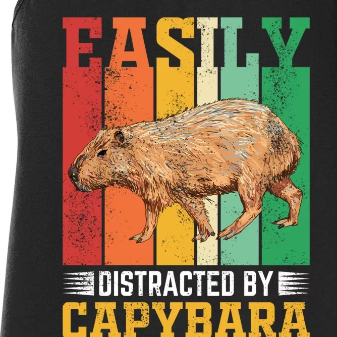 Easily Distracted By Capybara Animal Lover Rodent Gift Women's Racerback Tank