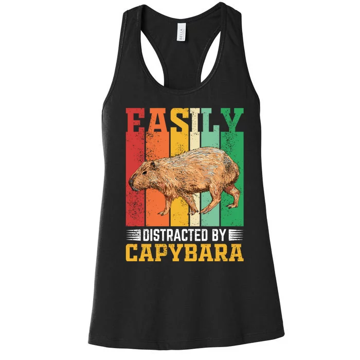 Easily Distracted By Capybara Animal Lover Rodent Gift Women's Racerback Tank