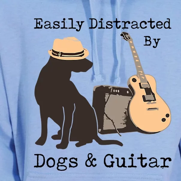 Easily Distracted By Guitar & Dogs Unisex Surf Hoodie