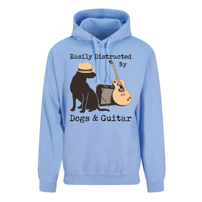 Easily Distracted By Guitar & Dogs Unisex Surf Hoodie