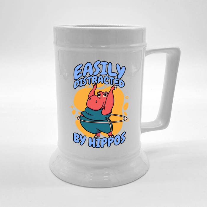 Easily Distracted By Hippos Hippopotamus Hippo Gift Front & Back Beer Stein