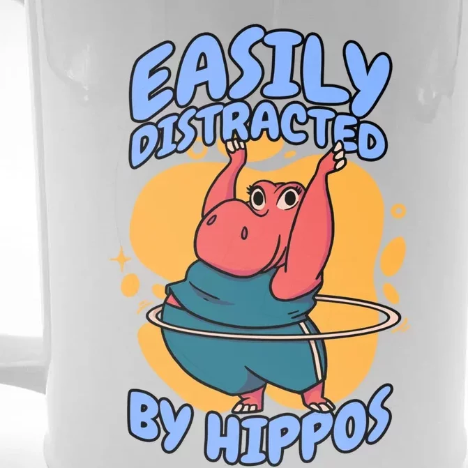 Easily Distracted By Hippos Hippopotamus Hippo Gift Front & Back Beer Stein