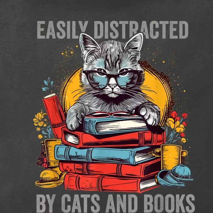 Easily Distracted By Cats And Books Book Lovers Zip Tote Bag