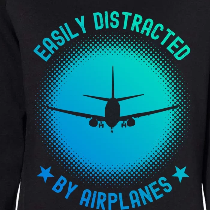 Easily Distracted By Airplanes Funny Flying Plane Gift Womens California Wash Sweatshirt