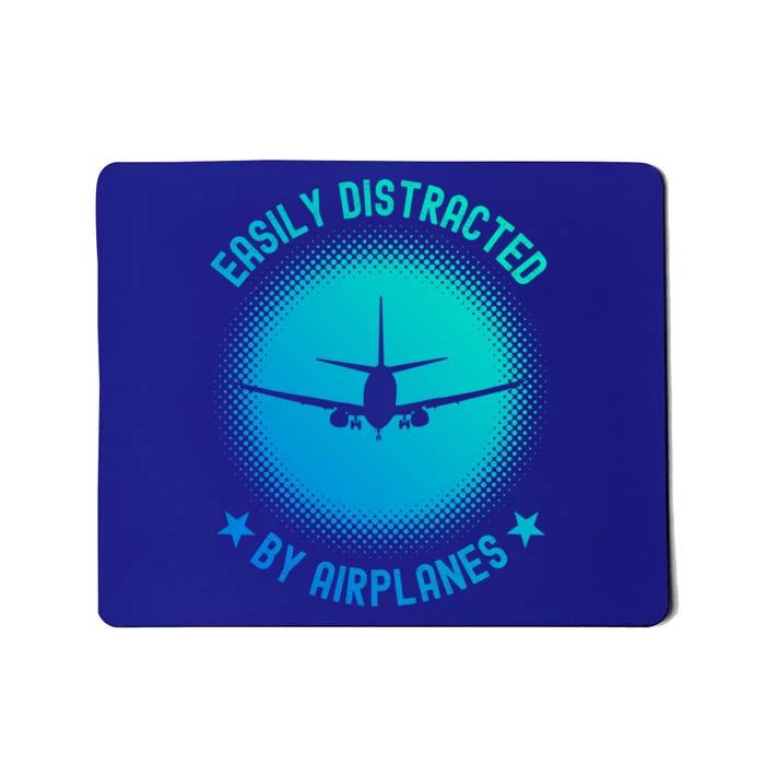 Easily Distracted By Airplanes Funny Flying Plane Gift Mousepad