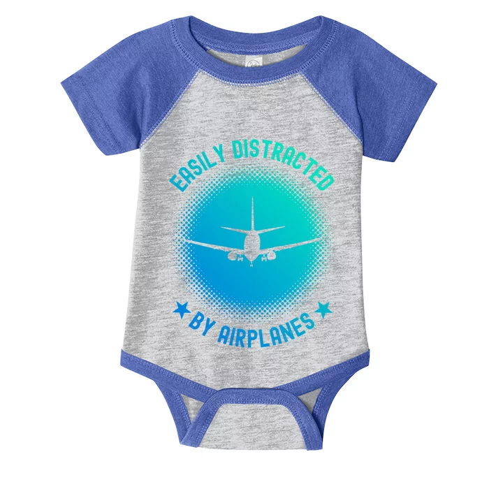 Easily Distracted By Airplanes Funny Flying Plane Gift Infant Baby Jersey Bodysuit