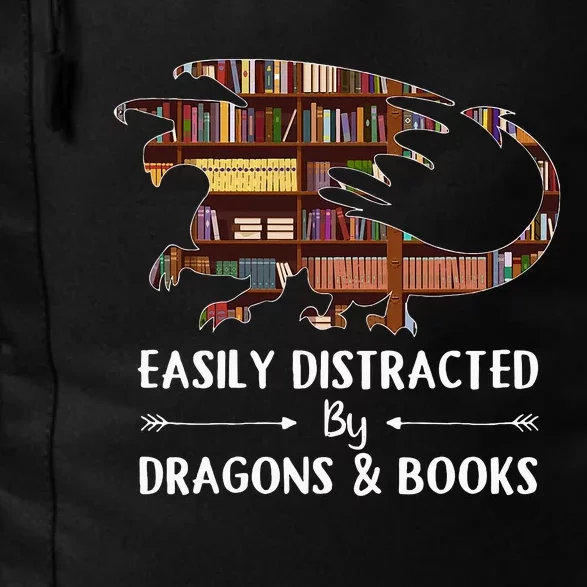 Easily Distracted By Dragon And Books Funny Daily Commute Backpack