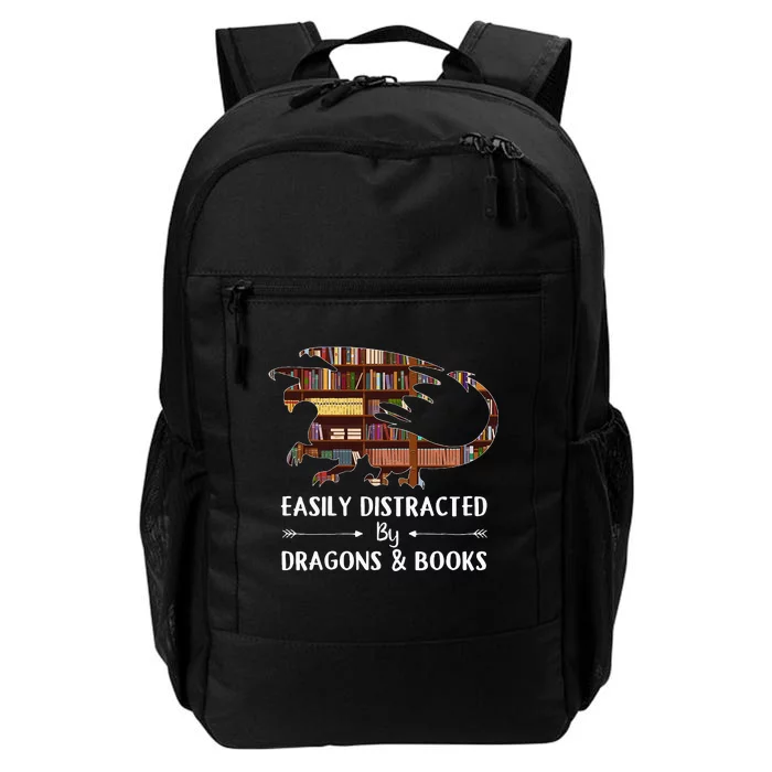 Easily Distracted By Dragon And Books Funny Daily Commute Backpack