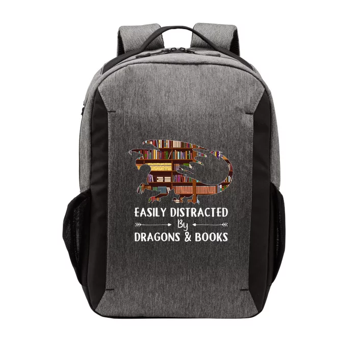 Easily Distracted By Dragon And Books Funny Vector Backpack