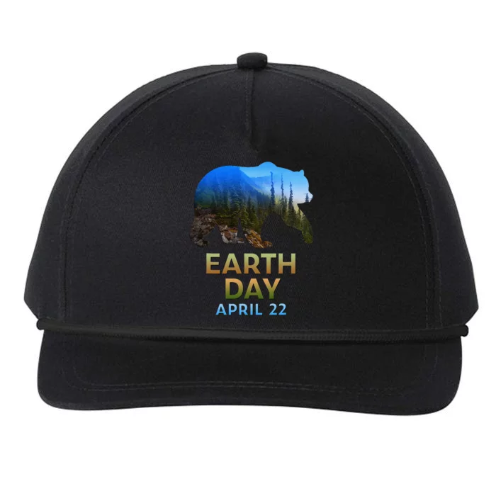 Earth Day Brown Bear Silhouette Snapback Five-Panel Rope Hat