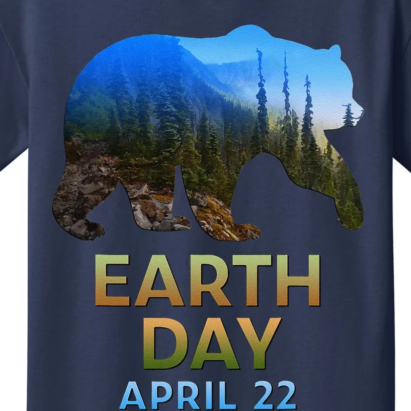 Earth Day Brown Bear Silhouette Kids T-Shirt