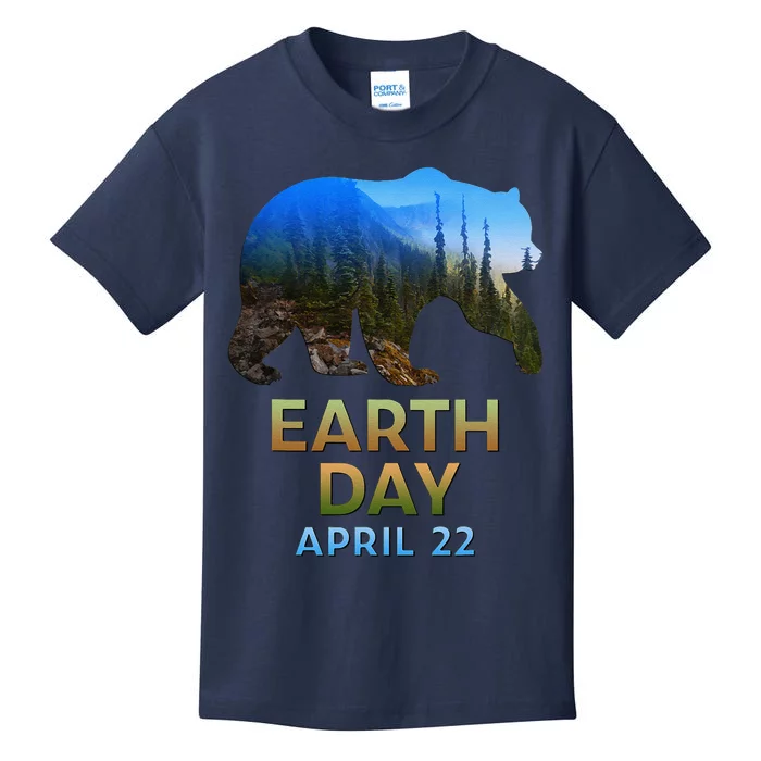 Earth Day Brown Bear Silhouette Kids T-Shirt