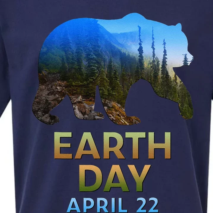 Earth Day Brown Bear Silhouette Sueded Cloud Jersey T-Shirt