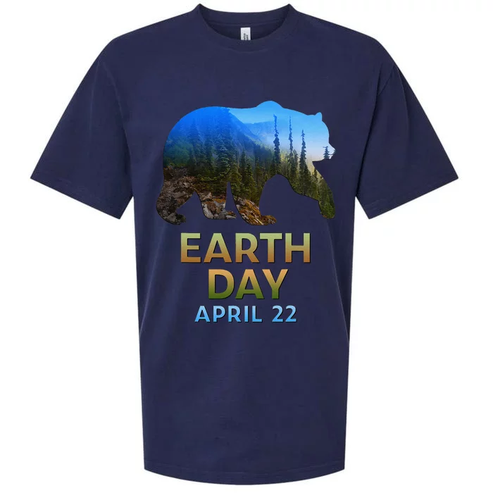 Earth Day Brown Bear Silhouette Sueded Cloud Jersey T-Shirt