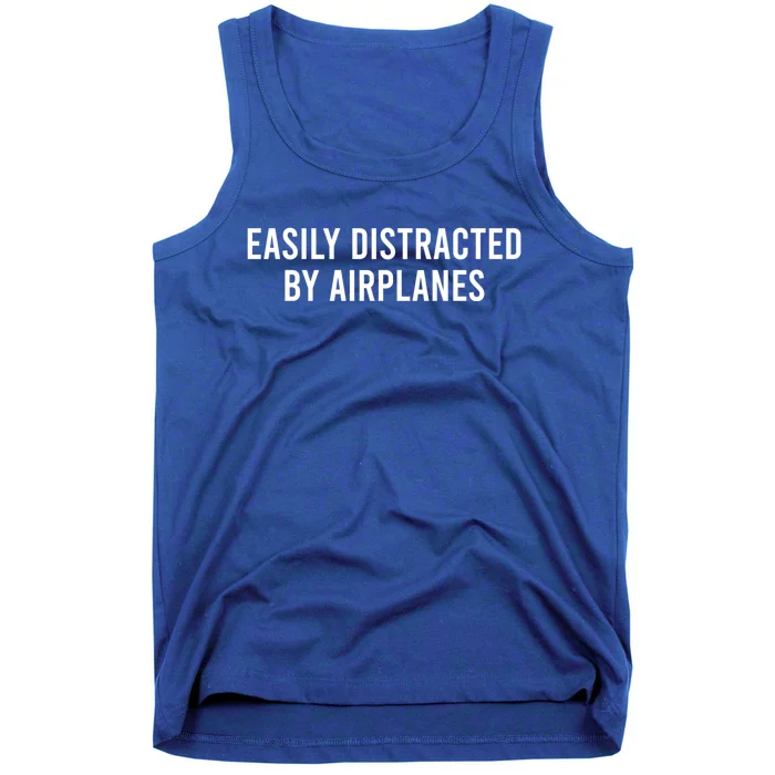 Easily Distracted By Airplanes Funny Pilot Gift Tank Top