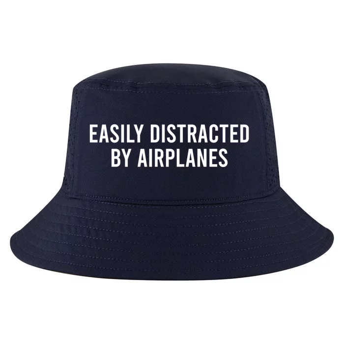 Easily Distracted By Airplanes Funny Pilot Gift Cool Comfort Performance Bucket Hat