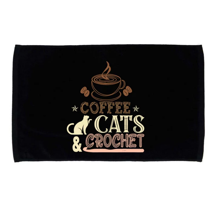 Easily Distracted By Crochet And Coffee Crochet Cats Lovers Microfiber Hand Towel