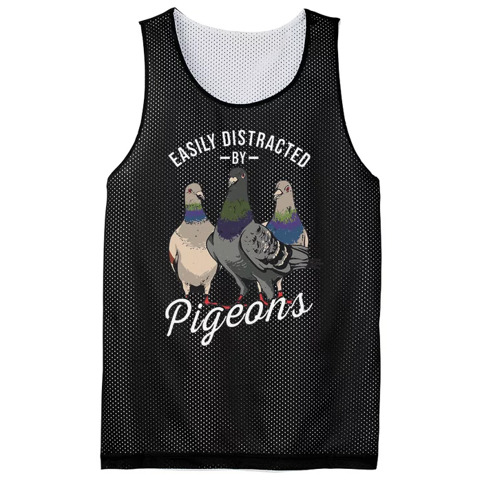 Easily Distracted By Pigeons Pigeon Lover Mesh Reversible Basketball Jersey Tank