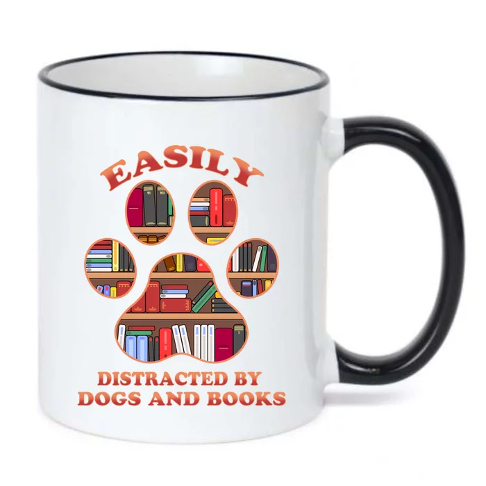 Easily Distracted By Dogs And Books Animal Book Lover Gift Black Color Changing Mug