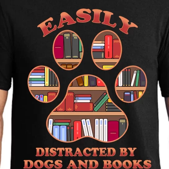 Easily Distracted By Dogs And Books Animal Book Lover Gift Pajama Set